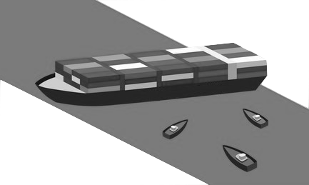 Cartoon image of ship run aground In Suez canal.