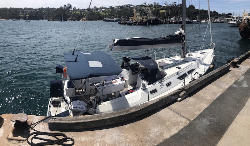 Alongside at Eden wharf for refuelling during an Australian coastal yacht delivery. 