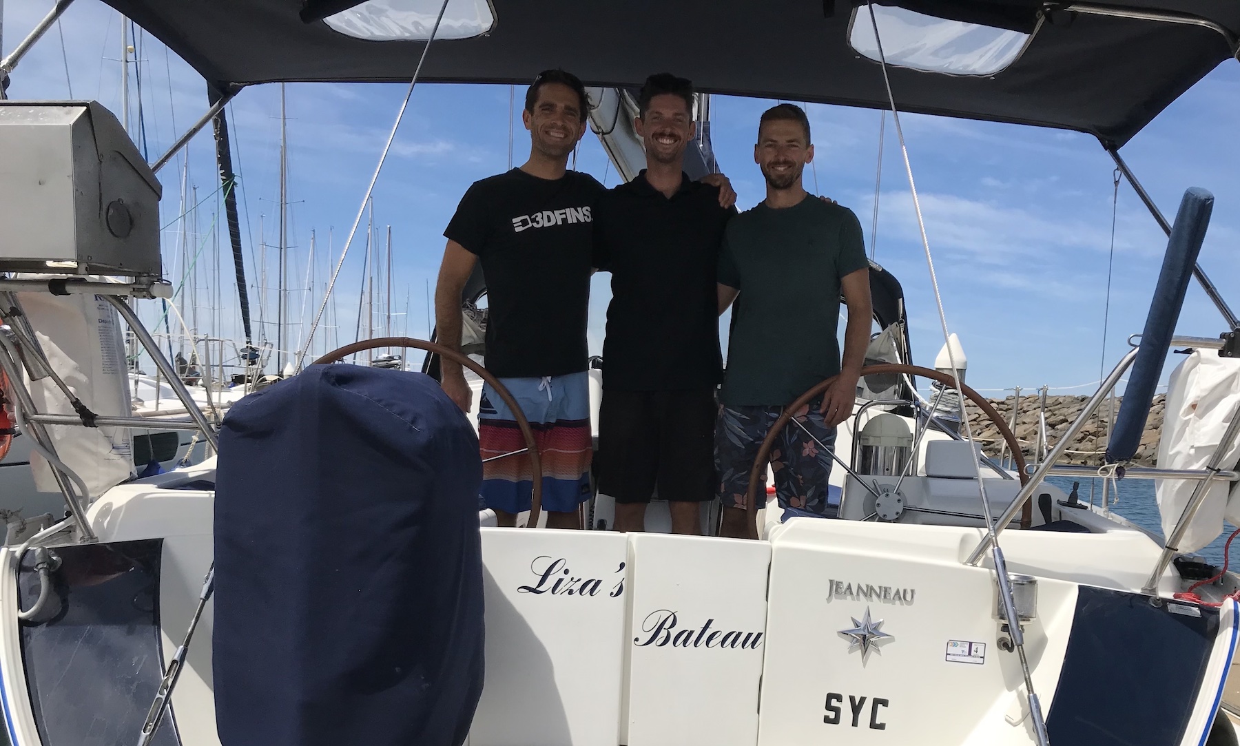 The yacht delivery crew after delivering a 45 foot Jeanneau yacht from Newcastle to Melbourne, Vic, Australia. 