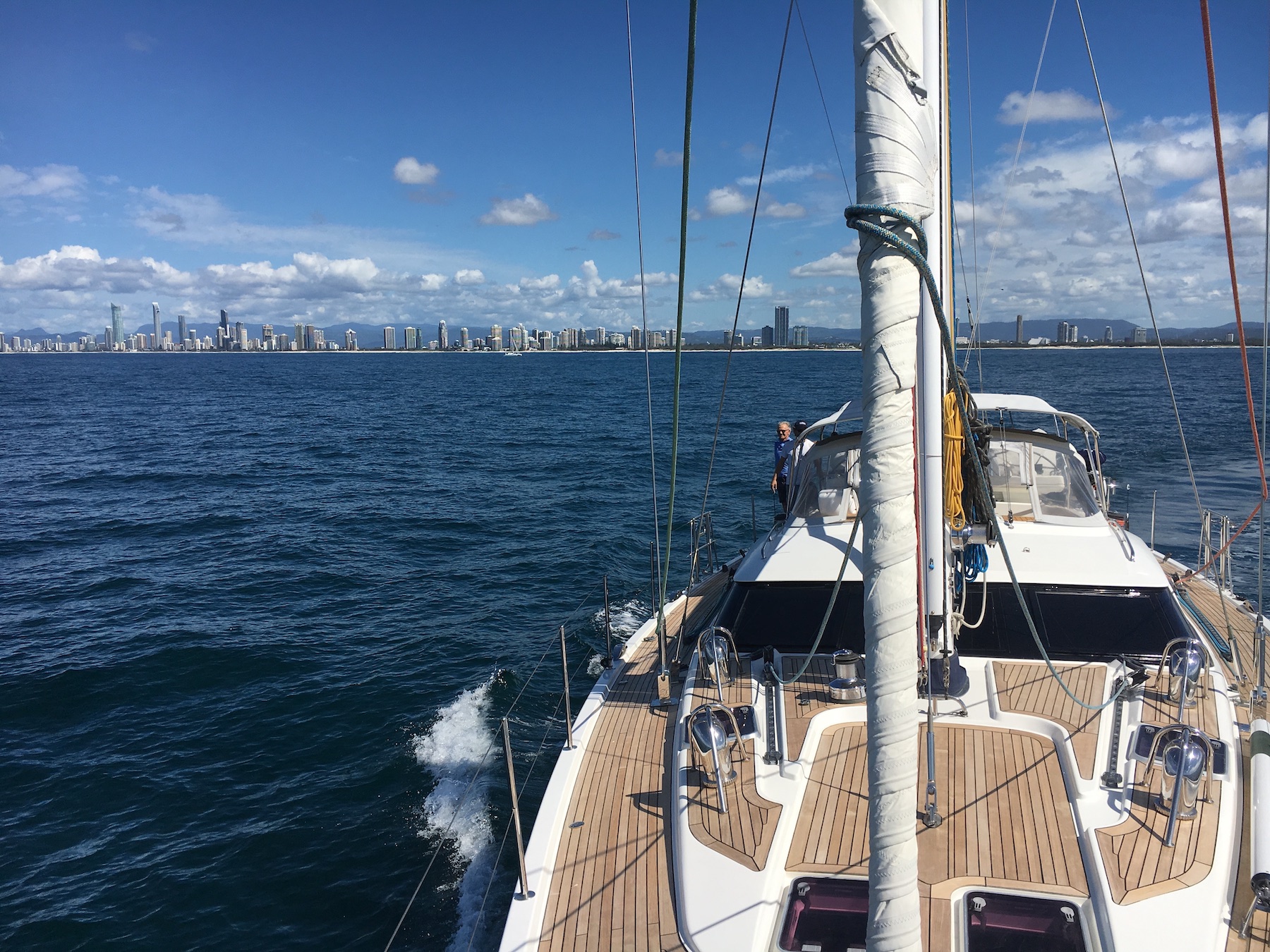 Oyster 60 foot sloop departing the Gold Coast during a yacht delivery.  